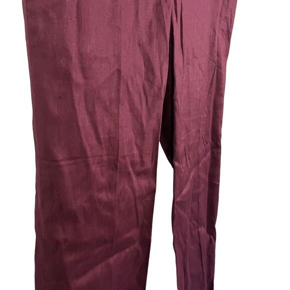 Ann Taylor Loft Marisa Ankle Linen Cotton Blend Plum Stretch Pants NWT sz 4 - Picture 3 of 16